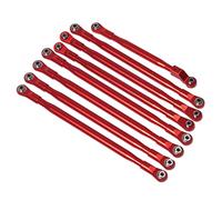 JUNPIY 8Pcs Aluminum Links Panhard Bar Suspension Linkage Set With Metal Rod End 1/6 RC Crawler Car, for Axial, for SCX6 JLU Wrangler Suspension Control Arm Link(Red)