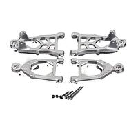 JUNPIY CNC Metal Front Suspension A Arm Set, for 1/5, for HPI Rovan KM, for Baja 5B SS 5T Rc Car Toys Parts Suspension Control Arm Link(Silver)
