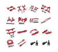 JUNPIY Metal Modification Accessory Kit Suspension Arms Steering Knuckle Set, for Tamiya, for TT-02 TT02 1/10 RC Car Upgrade Parts Suspension Control Arm Link(Red)