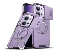 Junruijia Case for Xiaomi Redmi 15C 5G/4G/POCO C85 (6.9") Camera Lens Protector,360° Metal Stand Protective Case [ Dual Layer PC + TPU ] Cell Phone Case-Purple