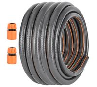 Junrvivy 1/2" Garden Hose Pipe 10m - Water Hose Pipe 4 Layer Reinforced with 2 Quick Connectors, Anti Kinking Hosepipes PVC Flexible Irrigation Tubing UV Frost Resistant for Outdoor Garden