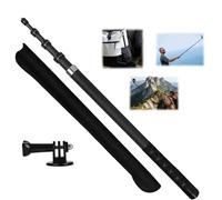 Junrvivy 3M The Invisible Selfie Stick is Freely Adjustable in Length Insta 360 x 5 x 4 x 3 Accessories, Carbon Fibre Material Go Pro Adapter & Storage Bag - Silver