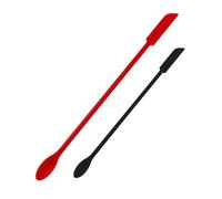 Junsasi 2 PCS Mini Makeup Spatulas, Flexible Silicone Beauty Spatula Reusable Thin Jar Scrapers for Cosmetic Bottles, Get Last of Makeup Out (Black and Red)