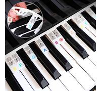 Junsasi Removable Piano Keyboard Note Labels 88-Key Full Size Silicone Piano Note Guides Key Music Notes Letter Label Washable Piano Notes Overlay Strips for Beginner (Rainbow Color)