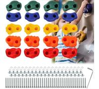 JUNSHUO 20pcs Children and Adults Rock Climbing Scaffolds, High Strength and Stable Structure, Colourful Climbing Set Outdoor Playground PlaySet Building, Indoor & Outdoor Rock Wall Climbing Kit