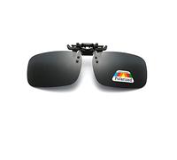 Junsika Polarized Clip On Sunglasses for Prescription Glasses Men Women Flip Up Rimless Black Sunglasses UV400 Protection, B1:black, Medium
