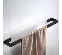 JunSun Matte Black Bath Towel Bar 24 Inch Bathroom Towel Rack Hand Towel Holder Modern Home Decor Towel Rod Bathroom Accessories Black Towel Hanger Towel Rail Towel Shelf Black Towel Bars Wall Mounted
