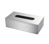 JunSun Rectangle Paper Facial Tissue Box Cover Napkin Holder Tissue Box Holder -Wall Mounted or Freestanding Use for Bathroom Bedroom Night Stands Desks and Tables-Stainless Steel, Brushed Nickel