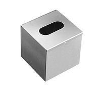 JunSun Square Paper Facial Tissue Box Cover Napkin Holder Tissue Box Holder -Wall Mounted or Freestanding Use for Bathroom, Bedroom, Night Stands, Desks and Tables - Stainless Steel, Brushed Nickel