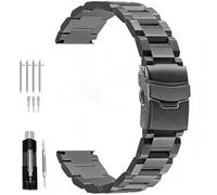 Juntan 18mm 20mm 21mm 22mm 24mm 26mm Classic Stainless Steel Watch Band Silver Black Grey Blue Gold Brushed Metal Watch Strap for Women Men Watch Replacement Band Double Buckle (Grey, 24mm)
