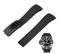Juntan 18mm 20mm 22mm Curved End Rubber Watch Band, Tapered Silicone Curved Replacement Watch Strap for Men Women with Classic Diving Buckle (Black-Black, 20mm)