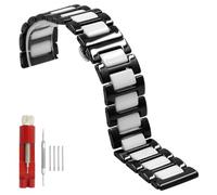 Juntan 20mm 22mm Ceramic Watch Band Quick Release Watch Replacement Strap with Stainless Steel Butterfly Deployment Clasp Watch Bracelet for Women Men
