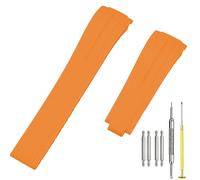 Juntan 20mm Rubber Watch Band, Curved End Replacement Strap Compatible for Rolex Submariner, Daytona, Yachtmaster, GMT-Master, Explorer, Seiko Tudor Omega, Soft Silicone Strap Without Clasp Orange