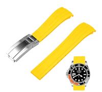 Juntan 22mm Curved End Rubber Watch Strap, Tapered Silicone Curved Replacement Watch Band Yellow for Men Women with Classic Diving Buckle