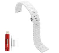 Juntan 22mm Watch Strap Ceramic, White Quick Release Watch Replacement Band for Women Men with Stainless Steel Butterfly Deployment Clasp Watch Bracelet