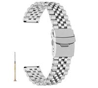 Juntan 3D Quick Release Silver Screw-in 20mm Watch Strap Band for Men Women Tapered Watch Replacement Strap