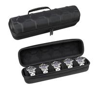 Juntan 5 Slots Hard Watch Travel Case, Portable Nylon Zipper Storage Organizer Box for Men Women with Soft Compressible Foam Pillow Black