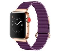 Juntan Compatible with Apple Watch Strap 49 mm 45 mm 44 mm 42 mm 41 mm 40 mm 38 mm Genuine Leather Bracelet Magnetic Metal Loop Buckle for iWatch Series 8/7/6/5/4/3/2/1/SE Watch Strap for Women Men