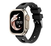 Juntan Fluorine Rubber Watch Band Compatible with Apple Watch 38mm 40mm 41mm 42mm 44mm 45mm (38mm 40mm 41mm, Black/Silver Buckle)