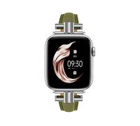 Juntan Leather Slim Band Compatible for Apple Watch 38mm 40mm 41mm Band,Genuine Green Leather I-Shape Women Watch Strap Bracelet with Stainless Buckle for iWatch Ultra 2 Series 9 8 7 6 5 4 3 2 1 SE