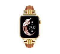 Juntan Leather Slim Band Compatible for Apple Watch 42mm 44mm 45mm Band,Genuine Brown Leather I-Shape Watch Strap Bracelet with Stainless Buckle for iWatch Women Bands Series 8 7 6 5 4 3 2 1 SE