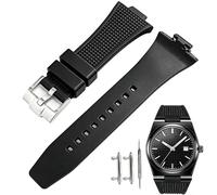 Juntan Quick Change FKM Silicone Watch Strap for Tissot PRX 40 mm, Compatible with Tissot PRX Powermatic 80 40 mm, Soft Elastic Band with 316L Stainless Steel Pin Buckle for Men and Women, 12mm