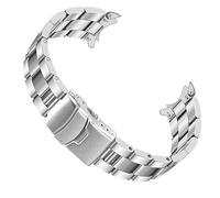 Juntan Stainless Steel Curved Solid End Tapered 20mm 22mm Watch Band Metal Watch Strap Bracelet Deployment Double FlipLock Buckle Silver Black, 20mm, Stainless Steel, no gemstone