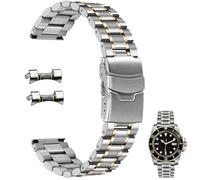 Juntan Stainless Steel Watch Strap, 20mm Curved End Straight End for Men Women, Metal Watch Band Quick Release with Double Folding Buckle Silver Gold