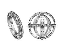 JUNTEN Astronomical Ring Men Women Armillary Sphere Ring for Couple Lovers Foldable Cosmic Finger Rings, Size 5-12, 8 UK, Metal, stainless-steel