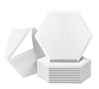 Junterone 12 Pack Self Adhesive Acoustic Panels, 14 x 12 x 0.4inch Soundproof Panels, Hexagon Sound Absorbing Panels white