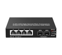 Junterone 2.5G Ethernet Switch 4 Port 2500Mbps Network Switcher 2 Port 10G SFP+ Slot Home Lab Hub Internet Splitter Plug and Play