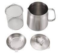Junterone 2-In-1 Multifunctional Oil Strainer Pot Stainless Steel Versatile Oil Filter Vessel Oil Filter Pot for Kitchen 2L