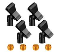 Junterone 4 Piece Mic Clips for Stands Set Adjustable Mic Holders with Adapters, Wireless Mic & Clamp for Mic Stands