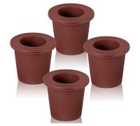 Junterone 4Pcs Patio Table Umbrella Hole Ring Plug, Silicone Pool Umbrella Sleeve Stabilizer,Umbrella Table Ring Hole Insert Brown