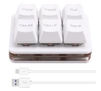 Junterone 6Keys Copy Paste Search Save Cut Keyboard One Handed OSU Keypad Programmable Mechanical Shortcut Macro Keyboard White