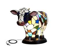 Junterone Animal Table Lamp, Multicolor Cow Bedside Table Lamp with USB Ports, Bedside Lamp for Living Room Bedroom Easy to Use