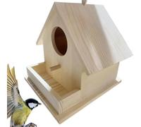 Junterone Bird Houses for Outside Hangable Wooden Bird Feeder Box with Pole Pet Cottage for Hummingbirds Cardinal Birds Outdoor