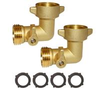 Junterone Copper 90 Degree Hose Elbow Adapter with Shut-Off Valve for Garden Hose 3/4 Inch US Connection