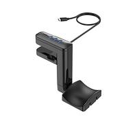 Junterone Headphone Bracket Swivel Mounted PCHeadset Display Stand Holder with USB Ports Hub Under Desk Earphones Hanger Hook,C