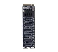 Junterone M.2 to SATA Adapter 6 Ports M.2 NVME to SATA3.0 Expansion Card M.2 PCI-E M Key Riser for HDD SSD