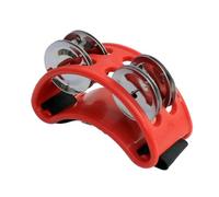 Junterone Powerful Sound Foot Tambourine Adjustable Foot Tambourines with Musical Instrument for Performance Singing Red