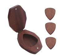 Junterone Wooden Guitar Pick Plectrum Box with 3 Guitar Picks Holder Personalized Storage Box Guitarra Accessories