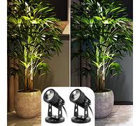 Junview 2Pack LED Spot Lights Indoor Uplights Plant Spotlights with 5.9 FT Cord Switch Warm White and Day White Adjustable Spot Lights for Plants Art Decor (Base and Stake Included)