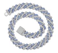 JUNVirtuous Cuban Link Chain Mens Iced Out Miami Cuban Necklace Silver/Gold Bling Diamond Hip Hop Jewelry for Women, 20 inches, Gold Plated, Cubic Zirconia