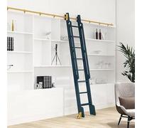 Junvstor 100-732CM Sliding Library Hardware Kit, Heavy Duty Closet Ladder Track Kit, Gold, 16ft/488cm Track kit