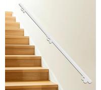 Junvstor 1m 1.5m 2m 2.5m 3m White Stairs Banister Handrail, Non Slip Round Stair Railings Support Rod, Wall Staircase Balustrade Foot Rail Safty Grab Bar Kit(16.4ft/500cm)