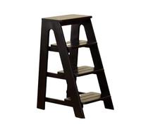 Junvstor 2/3/4 Step Stool Wooden Ladder Chair Thickened Library Stair Chair Portable Garden Tool Ladder, Wood Ladder Chair Bench for Kitchen Cupboards Cabinets(Black 4-TIERED)