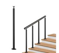Junvstor Adjustable Outdoor Stair Railing Post Kit, Black Side Mount Balusters Metal Horizontal Hand Railing. Metal Banister Column Suitable For Gardens, Patios(Floor mount,95cm(37.4in))