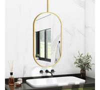 Junvstor Bathroom Mirrors Oval - Gold Framed Glass Mirrors Wall Mounted, Large Oval Vanity Mirror for Bathroom, Farmhouse, Bedroom, Restroom, Floating Makeup Shaving Mirror(40cmx60cm)