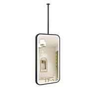 Junvstor Black Square Mirror for Bathroom, Lighted Ceiling Hanging Boom Dresser Mirror with Tempered Glass, LED Makeup for Shaving Modern Bathroom Vanity Mirror(Double-sided 40cmx60cm)